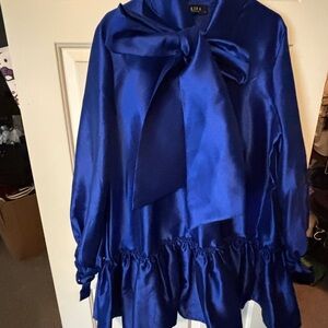 AKira Blue Satin dress with Bow